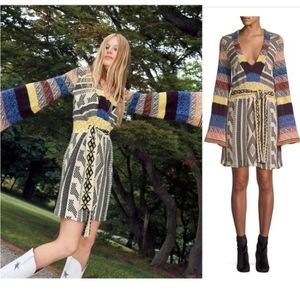Free People sweater patchwork mini dress S